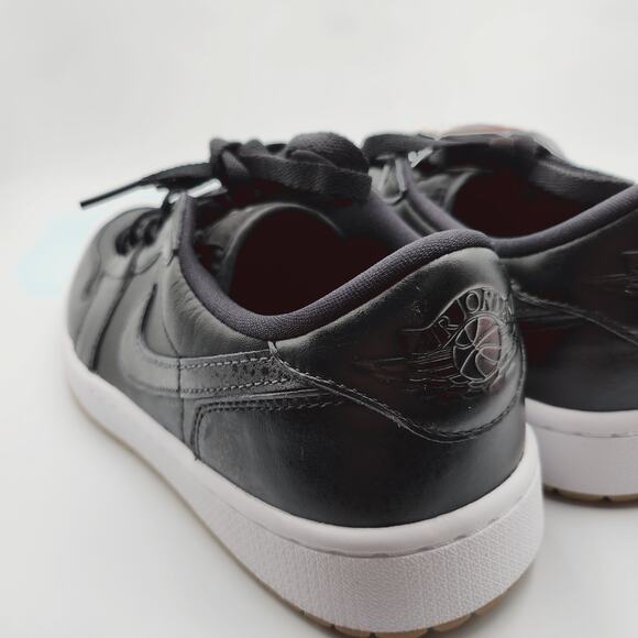 Mens Size 9.5 Air Jordan Golf Shoes 1 Low Top Perforated Black White DD9315-005 main image 3